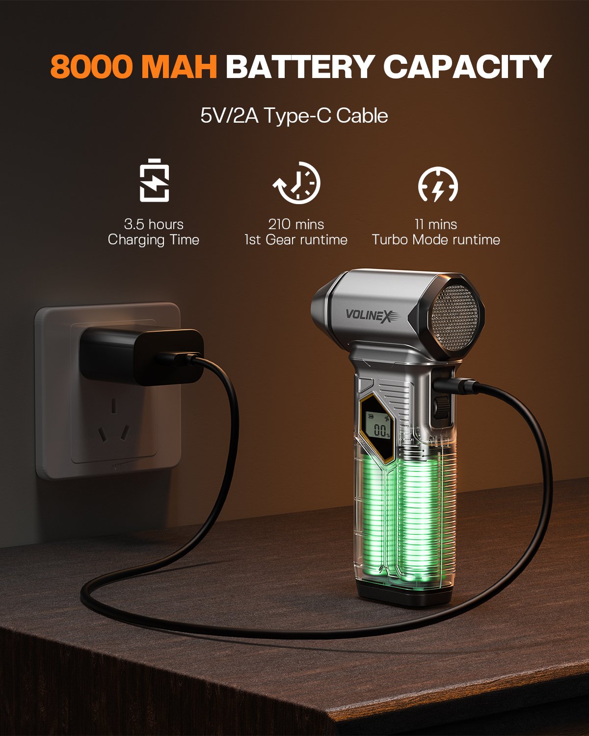 8000mAh dual-cell battery capacity